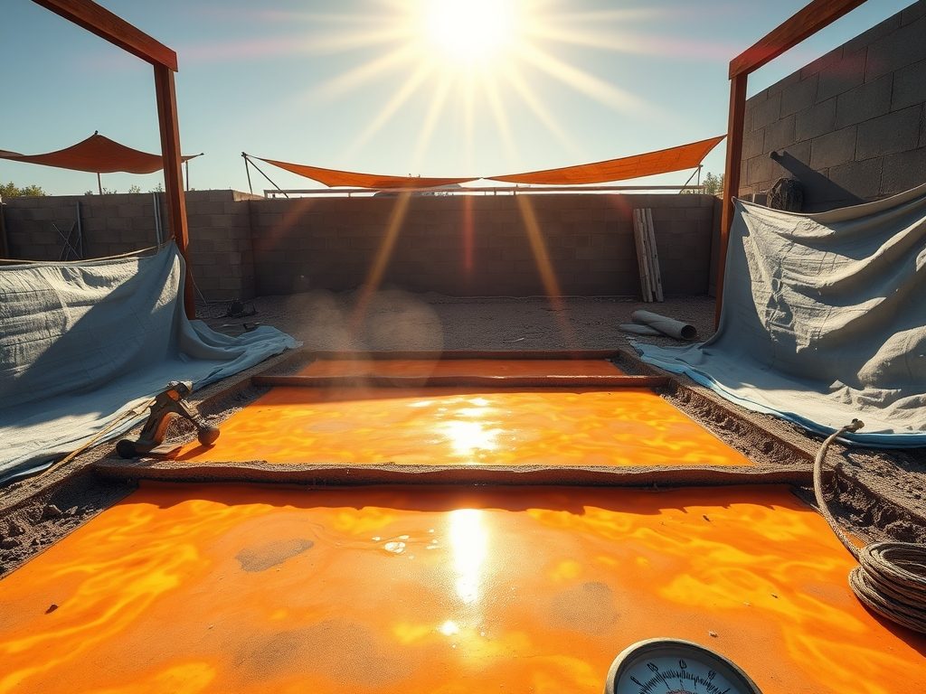 Betonowanie fundamentów w upał: jak chronić świeży beton przed skurczem i utratą wytrzymałości